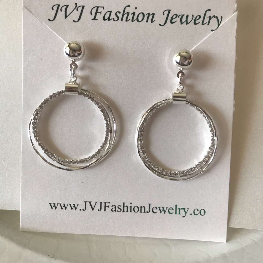 silver plated rhinestone earrings